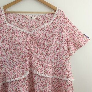 Floral & Lace Trim Blouse